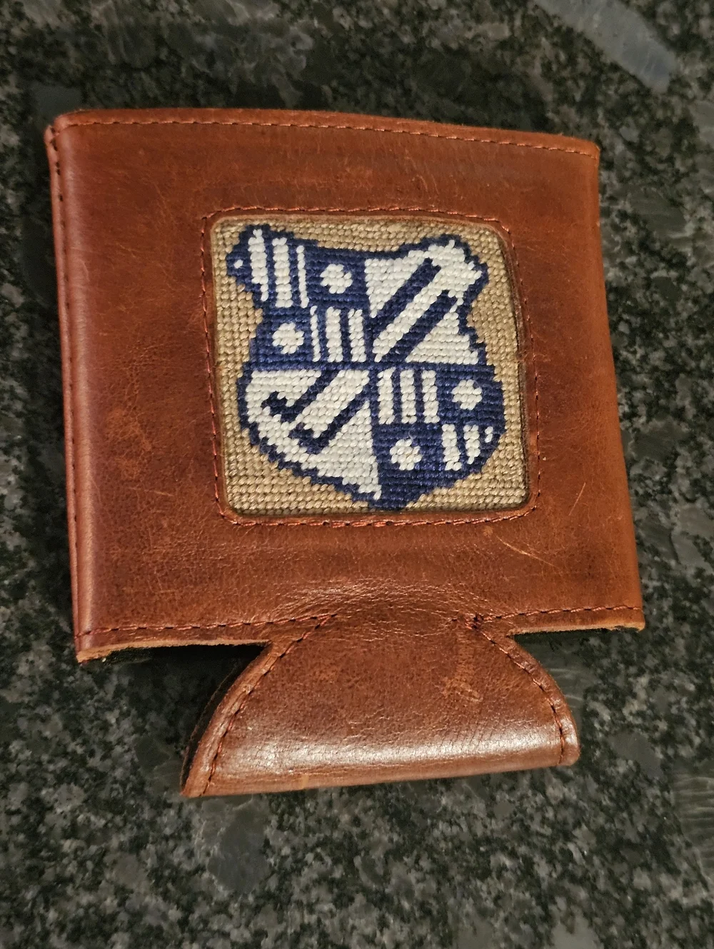 Washington And Lee Leather Koozie Can Holder Smathers And Branson Crest Golf Htf